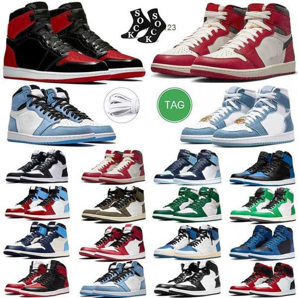 2026 off Authentic 1 High OG shoes Chicago UNC Patent Bred Black Toe Homage to Home Pine Green Casual shoe Men women Heritage Obsidian Denim Man Outdoor Sneakers size 13