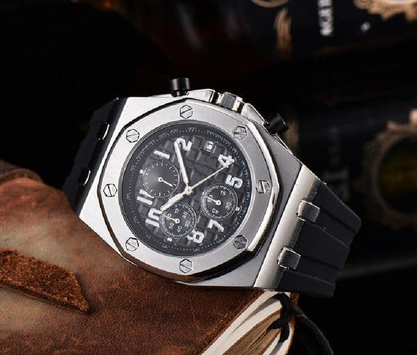 Luxury Mens womens High quality A P Automatic quartz movement watches oak hexagon bezel man lady Rubber strap men women Wristwatches Modern watches