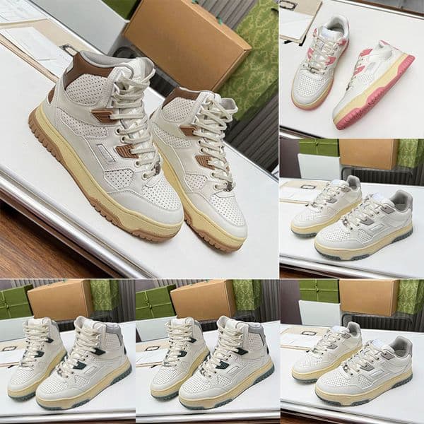 Designer High top Interlocking G Sneakers Men women basketball ventilate perforated fabric Unique G laces Fashion Retro Rubber sole Sports Shoes Size 35 46