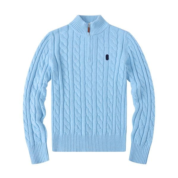 Designer Warhorse Embroidery Breathable fashion sweater Cotton Half Zipper Mens Sweater
