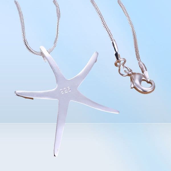 Fashion party jewelry plated 925 sterling silver Starfish Pendant Necklace Christmas Gift