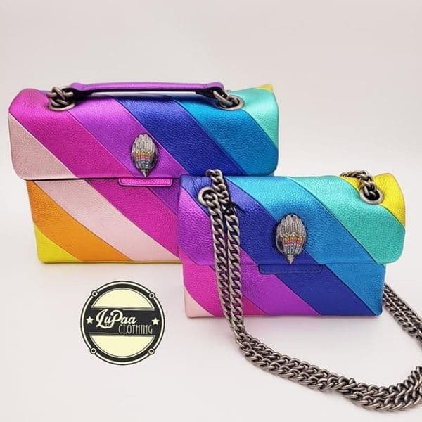 Mini famous handbag rainbow bag Luxury london leather purse Designer Women Man stripes Shoulder bag Fashion clutch tote crossbody chain Messenger Bags
