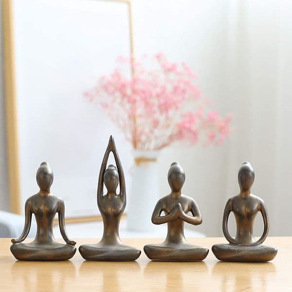 Abstract Art Ceramic Yoga Poses Figurine Porcelain Lady Figure Statue Home Yoga Studio Decortion Craft Desktop Ornament