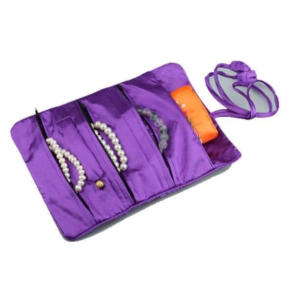 Jewelry Pouches, Bags Oriental Silk Jewellery Roll Wrap Pouch Organizer Travel Storage Case 12 LL