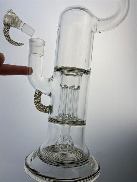 black and white Stripe glass bend neck hookah 18 inch oil rig pipe recycler 18mm joint welcome to order