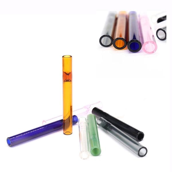 Wholesale Colorful Glass One Hitter Tobacco Herb hand Pipe Cigarette Holder Filter Tips One Hitter for Smoking