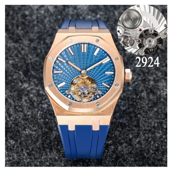 R8 Factory Rose Gold Royal Watches mens luxury BBR ETA watch Skeleton flywheel automatic Blue dial Tourbilon Mechanical Men Sapphire Watches 904L stainless steel