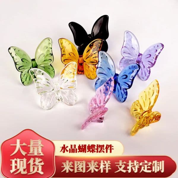Decorative Objects Figurines Colored Glaze Crystal Butterfly Ornaments Home Decoration Crafts Holiday Party Gifts Mariposas Decors Room Aesthetic 230905
