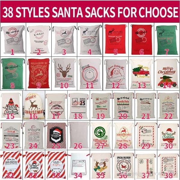 Canvas Christmas Drawstring Bag For Large Santas Bags Gift Xmas Candy Santa Claus Sacks Festival Decoration Helko