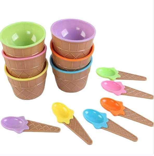 50pcs Kids Ice Cream Bowls Tools Cup Couples Bowl Gifts Dessert Container Holder With Spoon Children Gift Supply