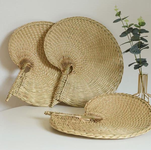 Party Favor Hand Fans Hand Made Fan Rattan Decoration For Wedding Natural Palm Leaf Woven Fans Wall Art Decor For Farmhouse Ornaments SN5225