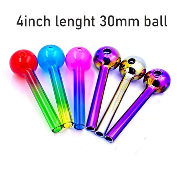 10pcs Colorful Glass Pipe Pyrex4inch 30mmball Glass Oil Nail Burning Pipe Concentrate Thick Glass Oil Burner Pipe Great Smoking Tubes Tips