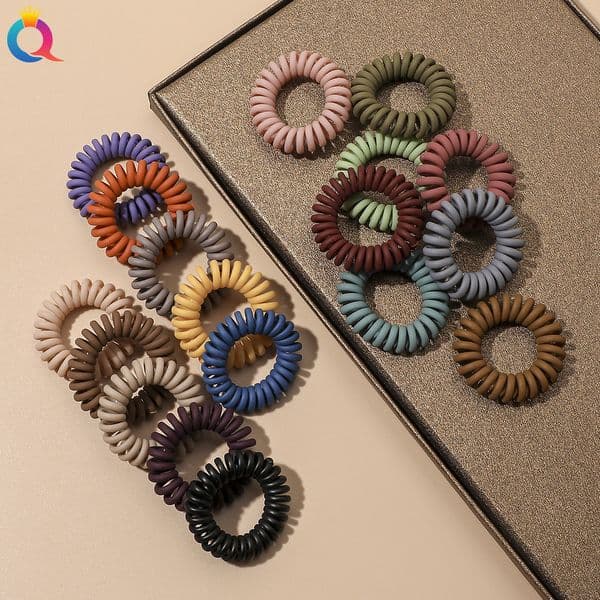 Kid Hair Accessories 4Cm Telephone Wire baby hair clip cute Elastic Bands Ribbon Small Matte Color Ties Gum For Women Ponytail Holder Hair Ropes Accessories 1