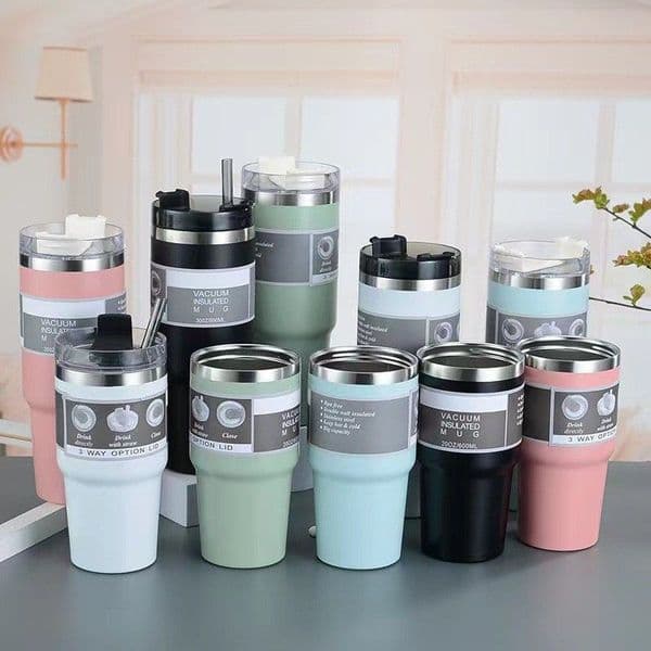 Wholesales 30/20 oz Stainless Steel Tumblers Car Coffee Mugs Thermal Insulation Keep Drink Cold Cups Double Wall vaccuum Water Bottles with Straw FY4792 0625