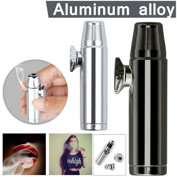 53mm Weeds Mini Snuff Pipes Herb Metal Snuff Dispenser Bullet Rocket Snorter Snuff Bottle Snorter Sniffer Pipe Smoking Accessories