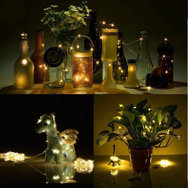 7.2 Feet 20 LED Copper Wire String Lights Decorative Lights Battery Operated for DIY Home Vase Jar Christmas Mother's Day Holidays Partys Warm White crestech
