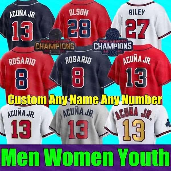 2022 WS Gold Program Jersey Ronald Acuna Jr. MATT OlSON ATlANTA JORGE SOlER DEiON SANDERS AUSTIN RIlEY BRAVE OZZIE ALBIES JONES Men Women Youth Baseball Jerseys