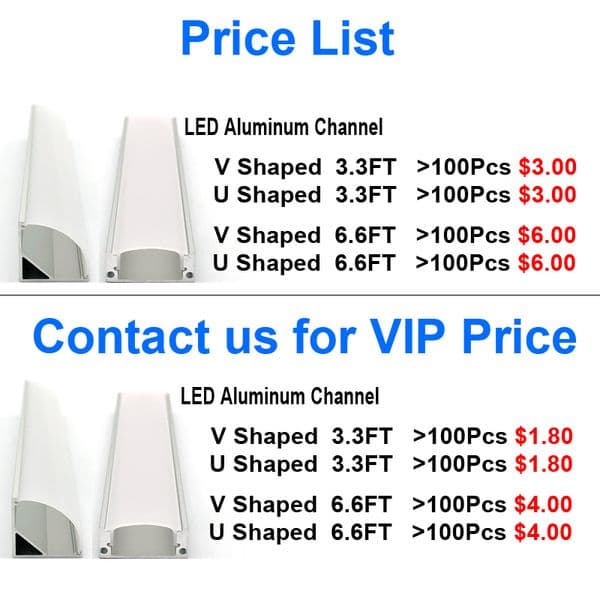 Lighting Accessories U Shape V LED Aluminum Channel System with Milky White Diffuser Cover Mounting Clips and End Caps Easy Cut and Installed Crestech