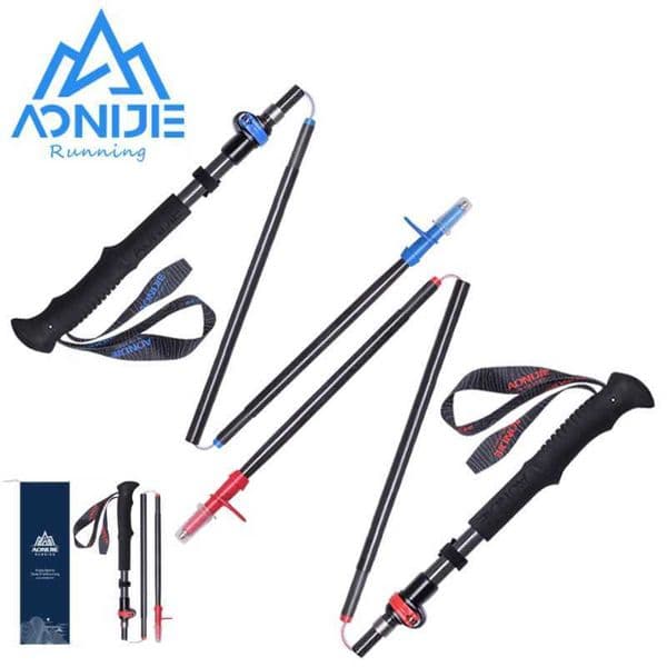 Trekking Poles AONIJIE E4087 Adjustable Folding Ultralight Carbon Fiber Quick Lock Trekking Poles Hiking Running Pole Outdoor Walking Stick J230224