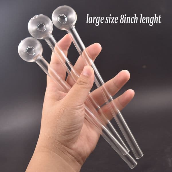 Wholesale 8inch Lenght Glass Oil Burner Pipe High Quality Glass Tube Smoking Pipes Tobcco Herb Glass Oil Nails Water Hand Pipes Smoking Accessories Piece Cheapest