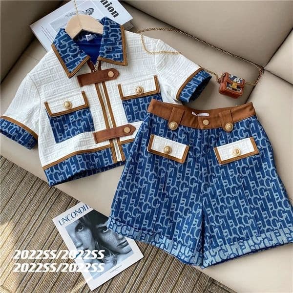 Women's Pants Quality Vintage Classic Suit Women Summer Short Sleeve Zipper Tops High Waist Shorts Two Piece Set Streetwear 230606