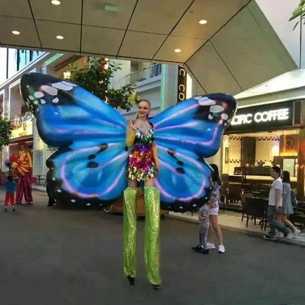 Parade Decoration 2m Inflatable Butterfly Wing Costume With LED Lights For Adults Party Events Stage Performance