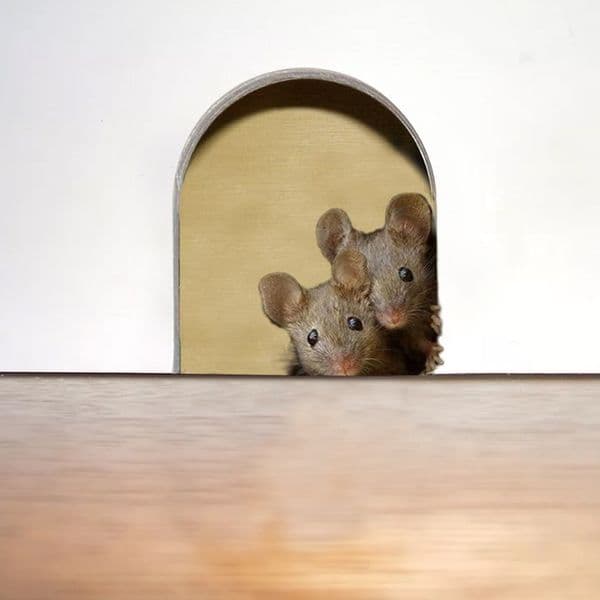 5pcs 3D Creative Miniature Mouse Hole Decal Mural Unique Wall Stickers Home Decoration Removable Funny Cartoon Wallpaper Decor