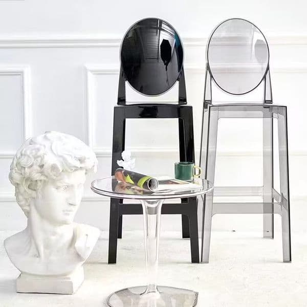 8Pcs Fashion Home Decor Clear Acrylic Plastic Ghost Chair Restaurant Dinning Furniture Stool For Party Bar Decoration