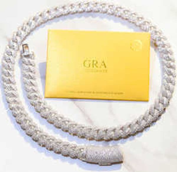 necklace moissanite chain Pendant Full Ice Cuban Chain 2rows 925 Solid Silver Moissanite Cuban Link Chain Mans Hip Hop