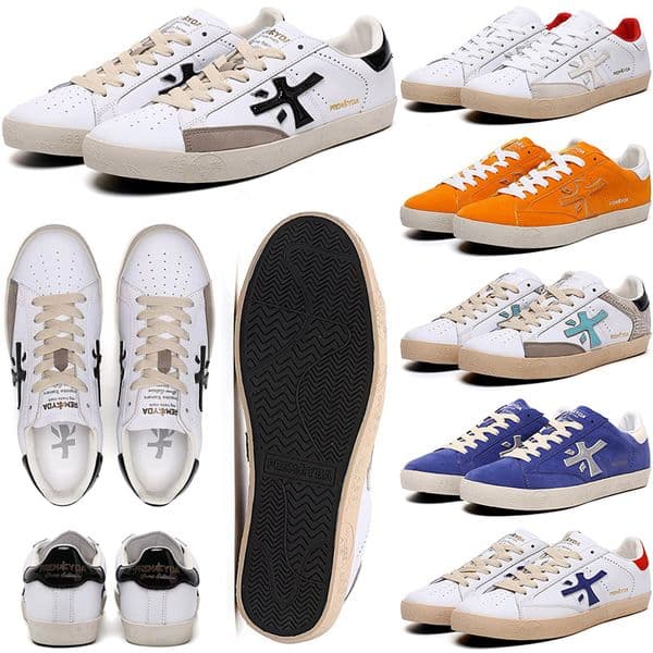 PREMIATA Steven Genuine Training Shoes Men Top Layer Leather Cowskin Mick Lander Running Shoes Black Grey Blue Brown Trainers Walking Fitness Sports Sneakers