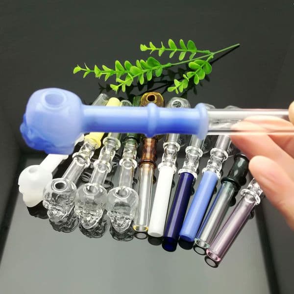 Glass Oil Burner Pipes hookah Glass Smoking bongs Smoke Pipes 2-round dual color skull straight pot