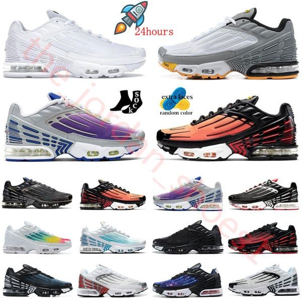 Black Metallic Gold Medium Grey tn plus 3 University Blue Orange Tiger Bleached Aqua team Red Obsidian Breathable sports sneakers men women running shoes trainers