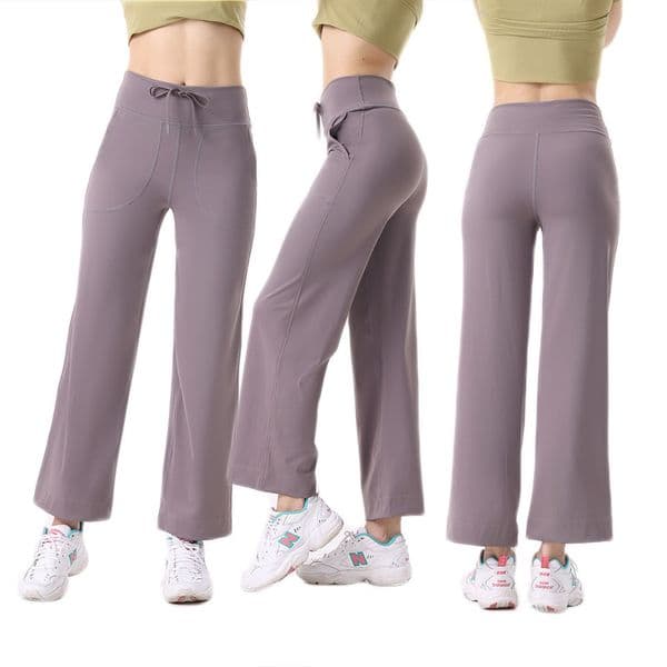 Women's pants Women's pants with straight tube high waist drawstring loose fit small wide leg slimming exercise and fitness Yoga Pants Yoga Outfit