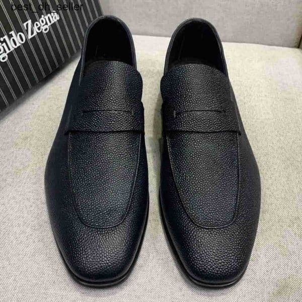 New Caviar Cowhide Slip-on Shoe For Men's Low Cap Footwear Casual Leather Shoes