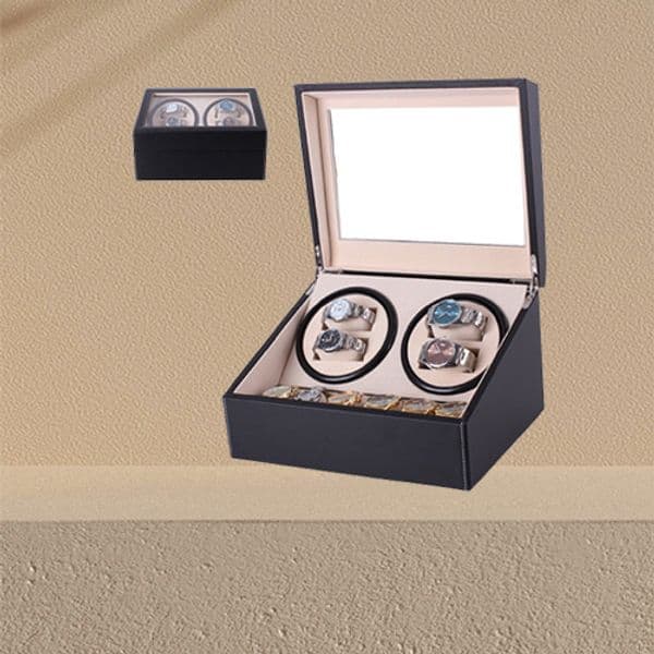 Automatic Mechanical Watch Winders Black PU Leather Storage Box Collection Watch Display Jewelry US plug Winder Box