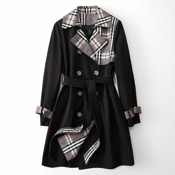 2023 Spring Fashion British Female Trench Coats New Turtle Neck Collar Mid length Women's Casual Coat