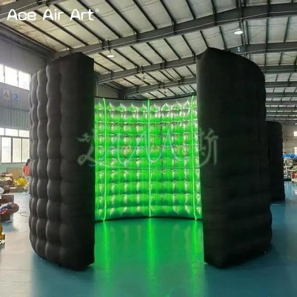 wholesale 10ft x 8ft Inflatable LED 360 Photo Booth Enclosure Wall with 24pcs Led Light Tube Photo Booth Backdrop for Wedding Event