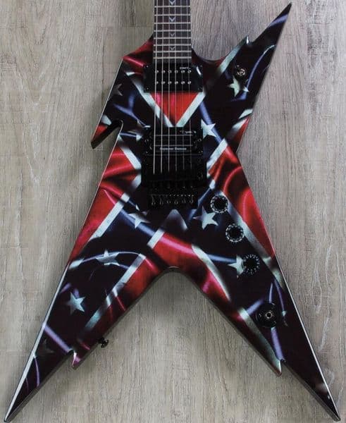Super Rare Dimbag Darrell Razorback Rebel Confederate Flag Red Electric Guitar Floyd Rose Tremolo Bridge Dime Razor Inlay Grover Tuners Black Hardware Whammy Ba