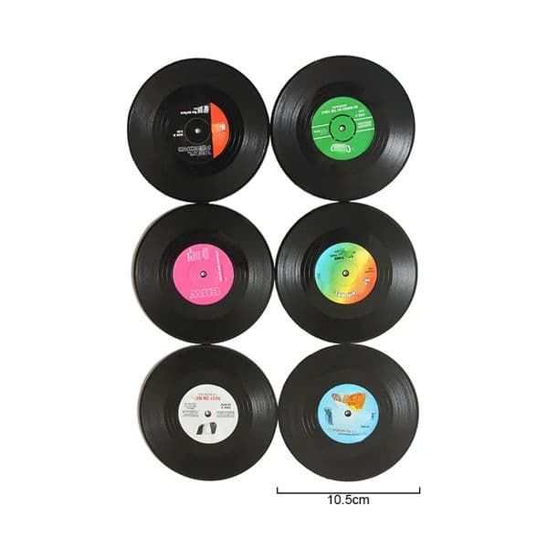 All-match Retro Home Table Cup Mat 4pcs/set 6pcs/set Creative CD Record Shaped Coffee Drink Tea Placemat Vinyl Coasters Random Color