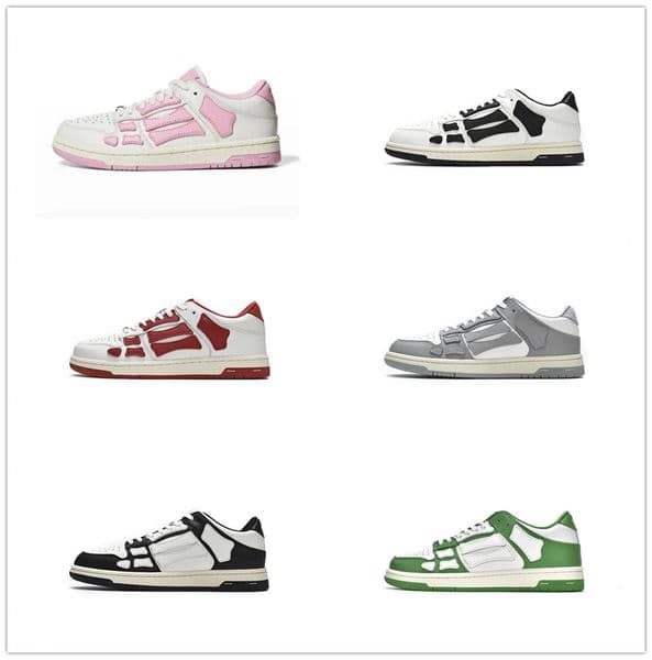 Designer Skel-Top Casual Shoes Skelet Bones Runner Skeleton Women Men Retro Sneakers Black White Genuine Leather Lace Up shoe