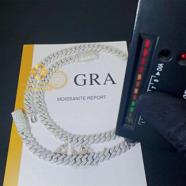 Necklace Moissanite chain 8mm Two Rows Iced Out Man Hip Hop Jewelry GRA Certificates Pass Diamond Tester VVS1 Moissanite Cuban Link Chain Men