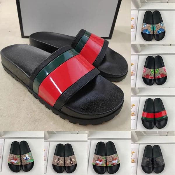 2024 Designer Slippers For Men Women Fashion Classic Flat Summer Beach Shoes Man Scuffs Leather Rubber Flat Floral Flower Tiger Slides KAP