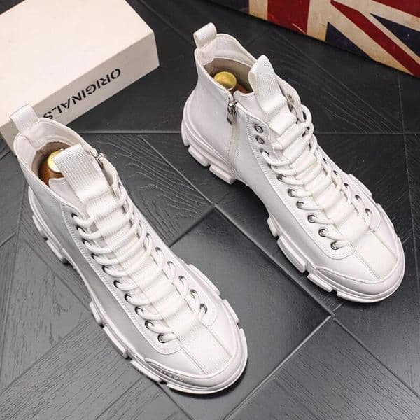 NEW Top Quality Men's Casual Fashion Leather Platform Men Sneakers Male Man Trending Leisure High Tops Shoe 95 s