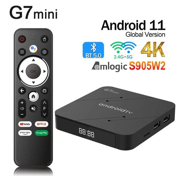 G7 Mini Android 11 Iatv S905w2 Quad Core Smart TV BT Voice Remote Control Usb3.0 2.4G 5G Dual Wifi Set Top Box 2G16g
