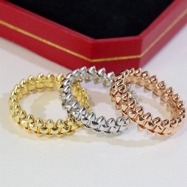 Clashes Series Rolling Spike Designer For Women Jewelry 925 Stelring Silvre Gold Filled Engagement Ring Men Wedding Party Christmas Birthday Gift Rivet Rings