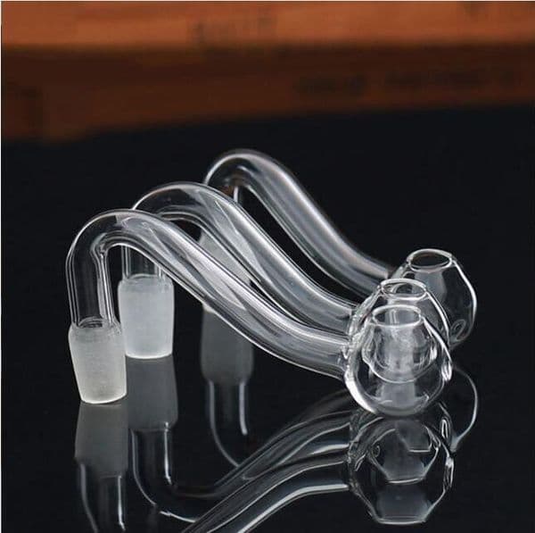 Transparent 10mm Male Glass Oil Burner HOOKAHS for l glass bongs Thick Tobacco Bent Bowl Adapter Smoking Pipe Nail Burning Accessories