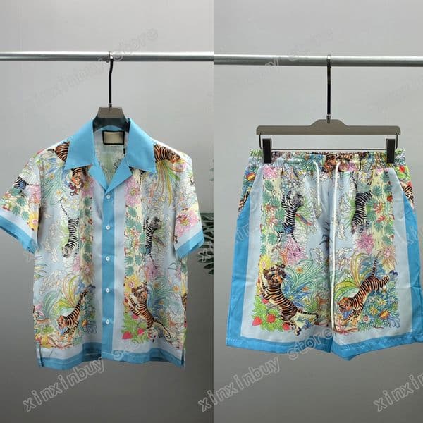 xinxinbuy Men designer Tees set Graffiti flower tiger print Webbing women white black green white M-3XL
