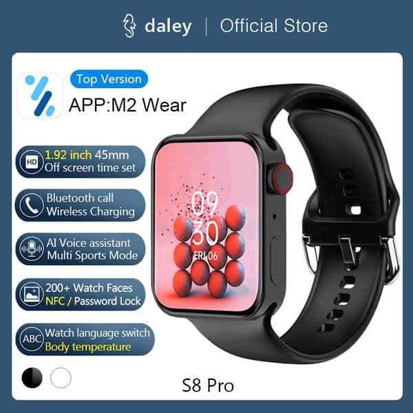 2023 S8 Pro Smart Watch Series 8 45mm 1.92 inch Men Women NFC Bluetooth Call Wristband Heart Rate Fitness Tracker Sport Smartwatch Iwo For iOS Android PK DT7 Max Watches
