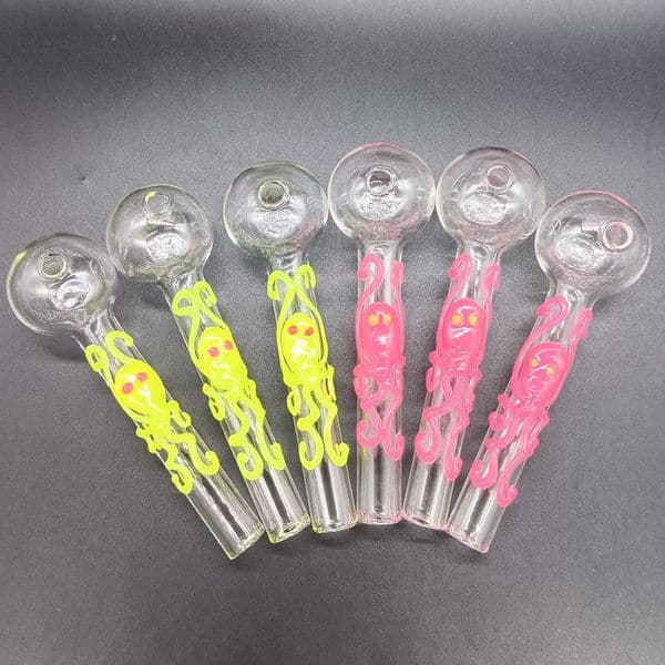 Vibrant Yellow/Pink Smoker's Tool: Glowing Octopus-Inspired Tubing for Enthusiasts