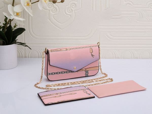 Classic Old Flower three in one chain bag M61276 Shoulder Bags Fashion Shopping Satchels leather Luxury designer purses Credit card check wallet women bags